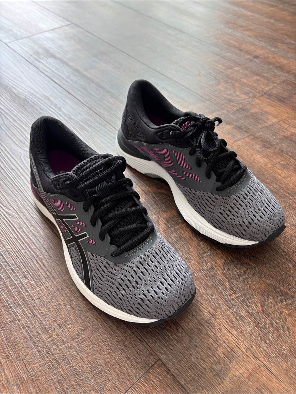ASICS Gray and Pink Women's Athletic Running Shoes